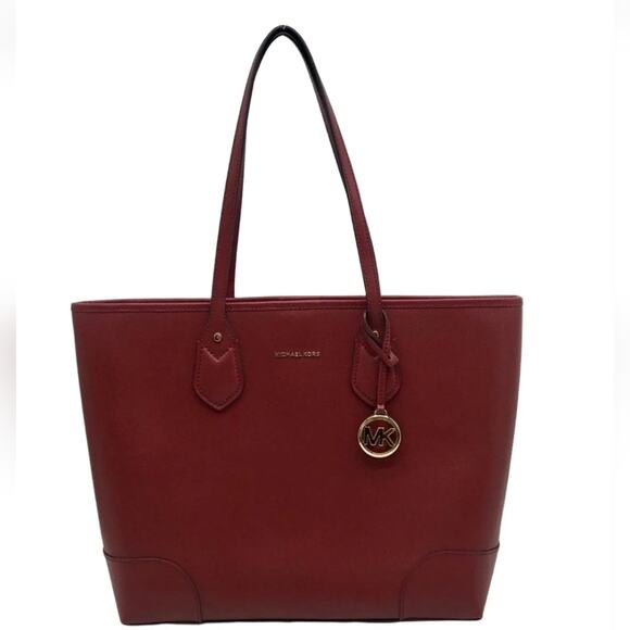Michael Kors Extra Large Burgundy Leather Saylor Tote Bag - Picture 1 of 11